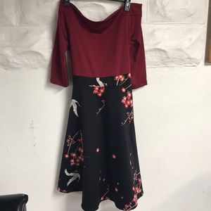 Retro off shoulder dress